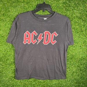 AC/DC Graphic Band T-Shirt Womens Large Charcoal Black Distressed Logo Tee